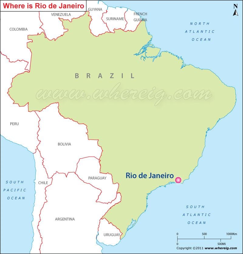 vis Rio de Janeiro på et kart