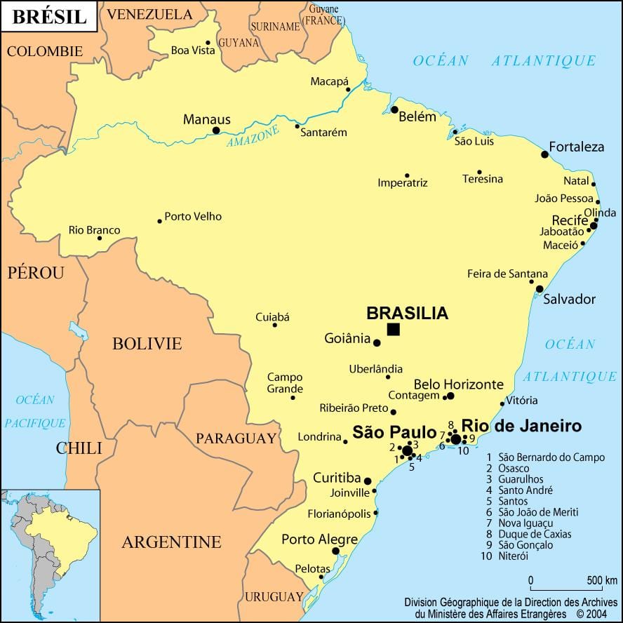 kart over brasil viser Rio de Janeiro