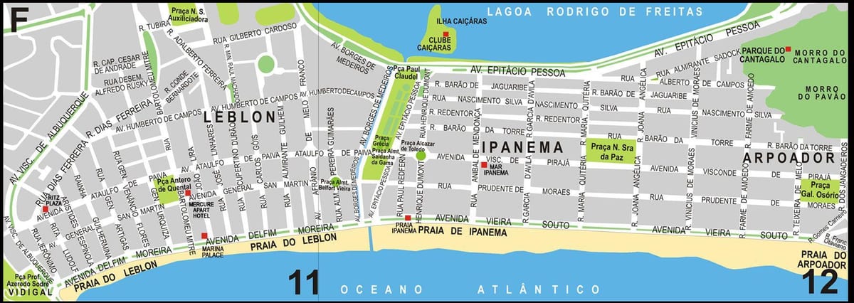 leblon i Rio de Janeiro kart