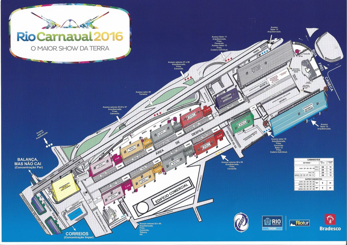 kart over Rio carnaval