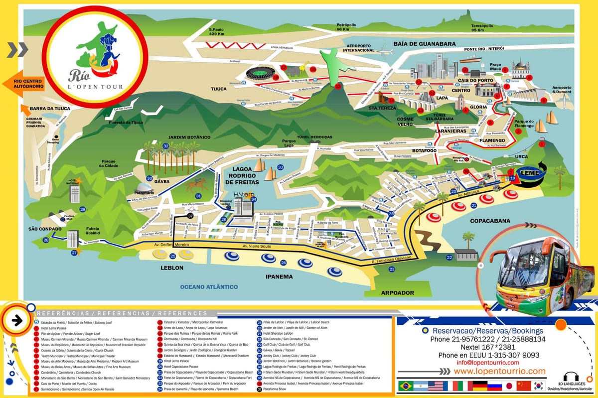 Rio de Janeiro turistattraksjonene kart