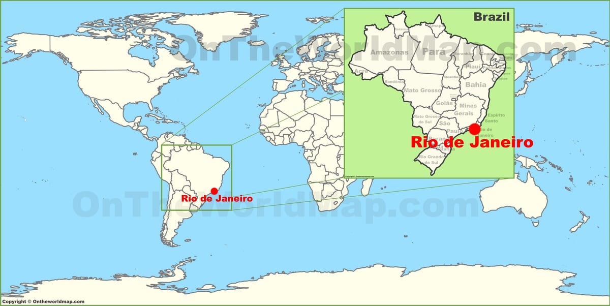 der er Rio de Janeiro ligger på verdenskartet