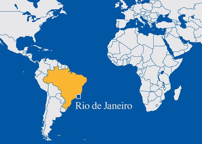 verdenskart som viser Rio de Janeiro