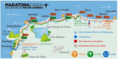 Kart over Rio marathon rute